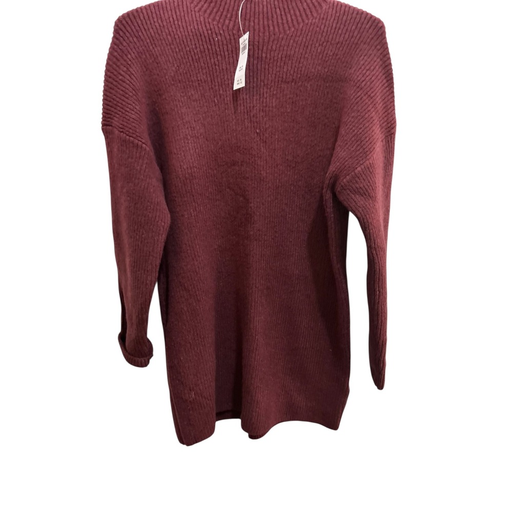 Maroon Ribbed Mock Neck Sweater Dress Medium P